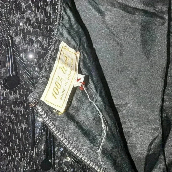 Vintage Beaded Sequin Black Top - Picture 5 of 5